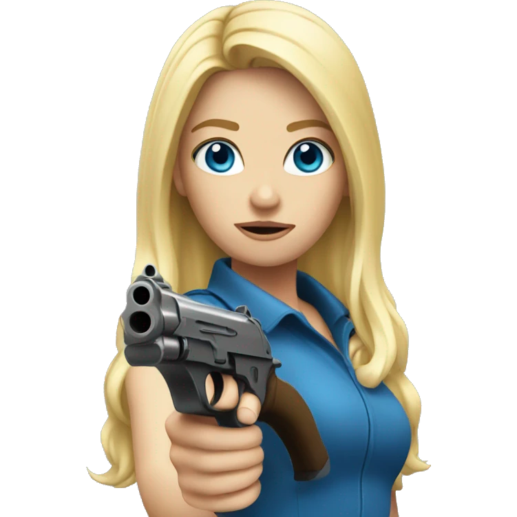 Blonde girl with blue eyes holding a gun emoji