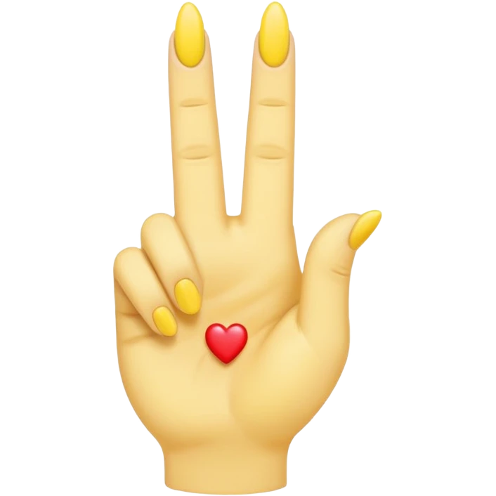 Yellow middle finger emoji with a small heart on the middle fingers nail. Other fingers should remain in the yellow tone emoji