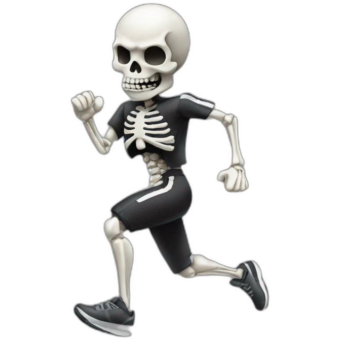 skull emoji with full body running emoji