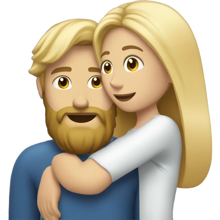 blonde woman long hair, hugging a blonde man with beard. he short hair emoji