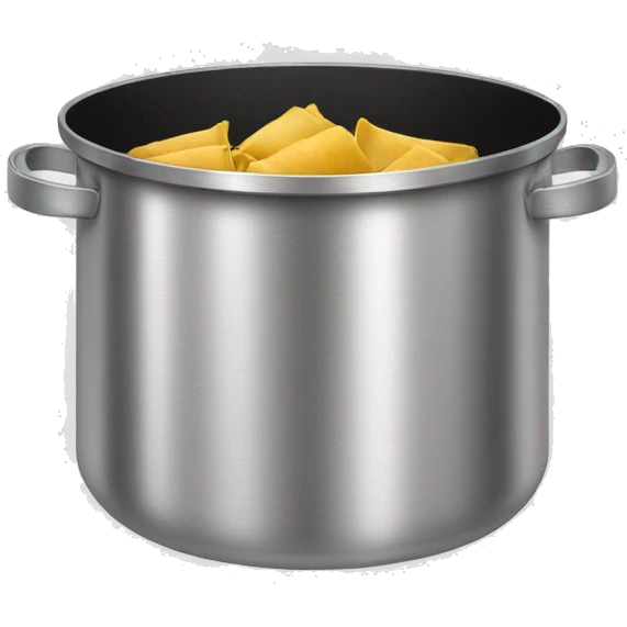 Stainless steel pot with black handlers, tamales inside emoji