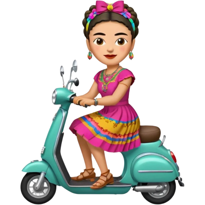 Frida Kahlo driving a scooter emoji