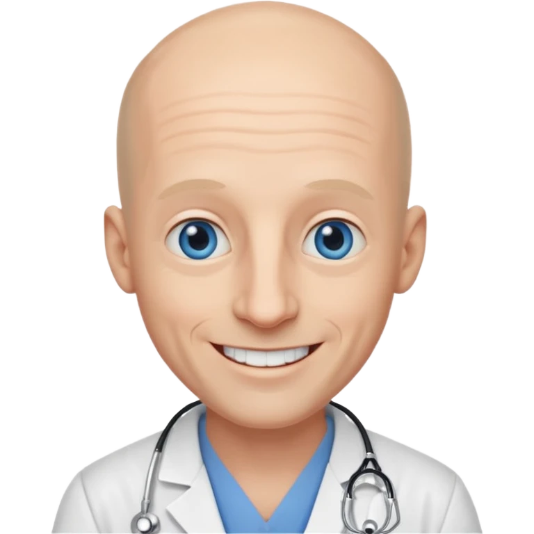 white male doctor a little bald no wrinkles long ears big nose blue eyes white teeth emoji