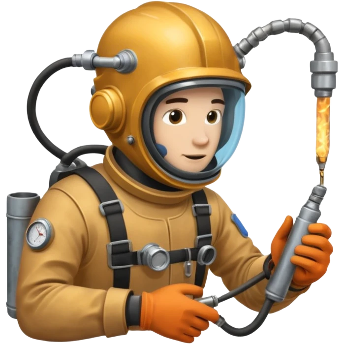 Buceador comercial trabajando, soldando una estructura metalica bajo agua soldandooooo emoji