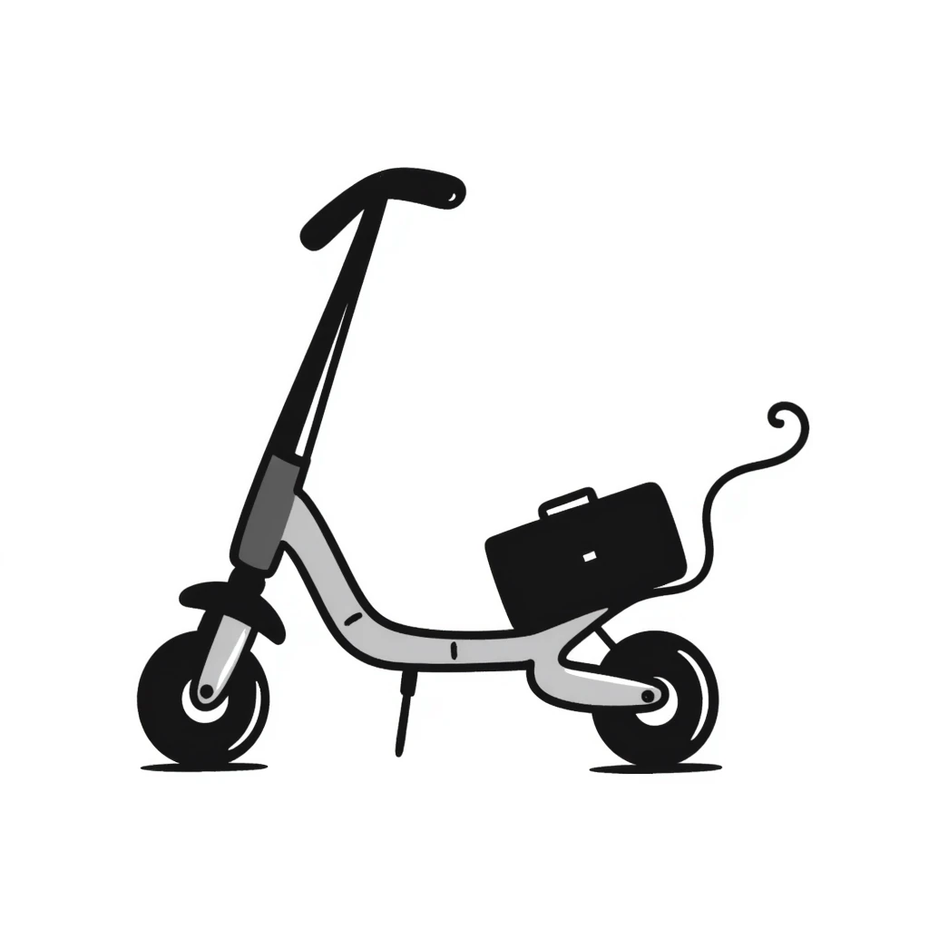 hand-drawn electric kick scooter with battery emoji