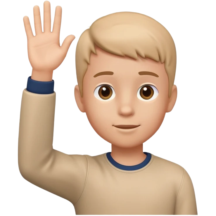 generate realistic detailed boy with hi hand 3d style emoji