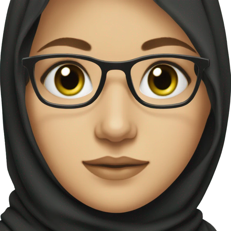 White pretty girl with green eyes, wearing glasses wearing black hijab emoji