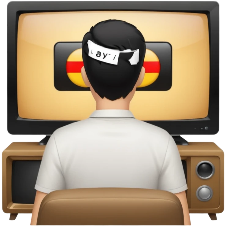 man with black hair seen from behind watching television emoji