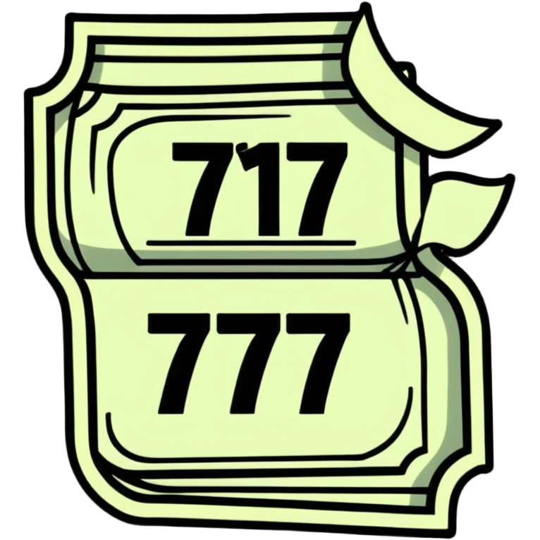 A colorful raffle ticket with the number 777 on it emoji