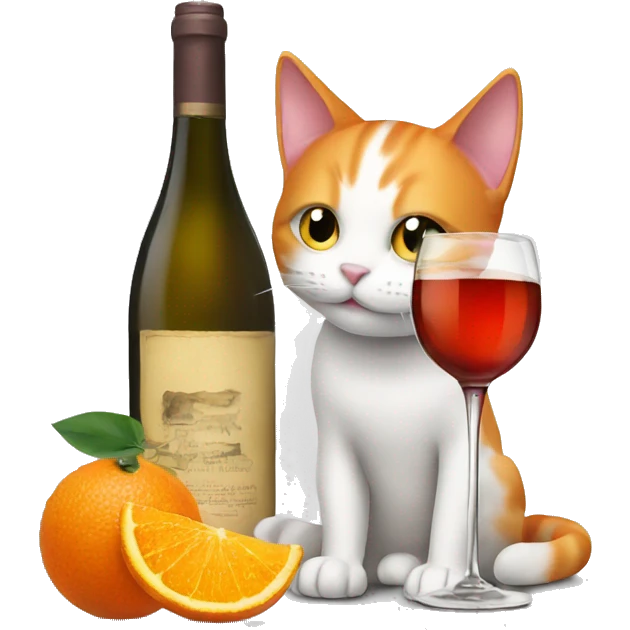 Orange and white cat drinking wine emoji