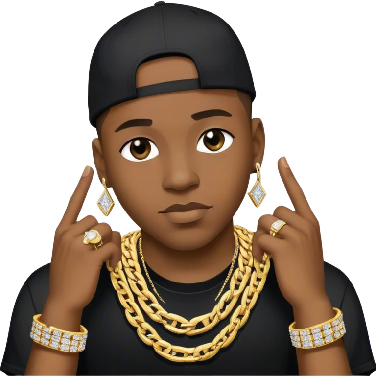Rapper with gold and diamond chain emoji