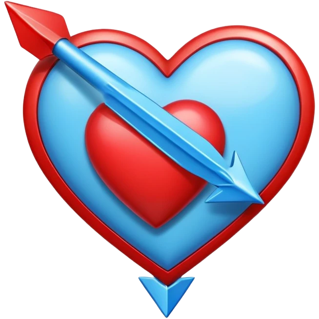 A blue arrow in a red heart emoji