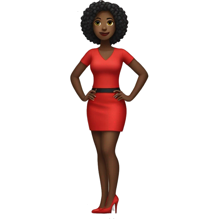 Black girl with a red club outfit on and heels emoji