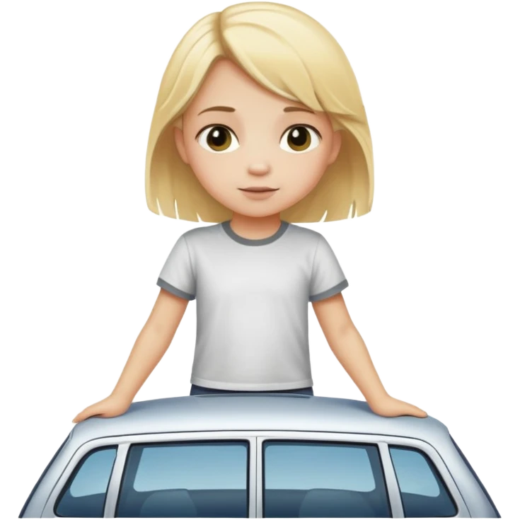 blonde child on top of car criss cross emoji