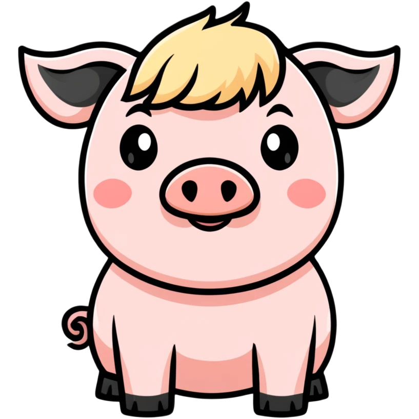 pig with blonde fringe emoji