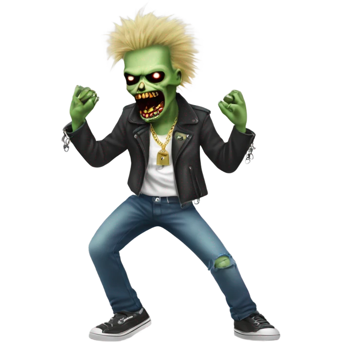 sid vicious zombie wearing a padlock necklace dancing emoji