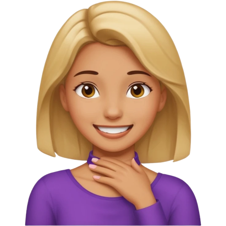 girl grabbing her neck while smiling emoji