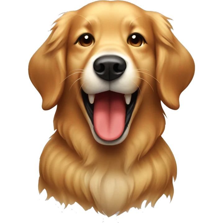 one golden retriever ragging with red head emoji