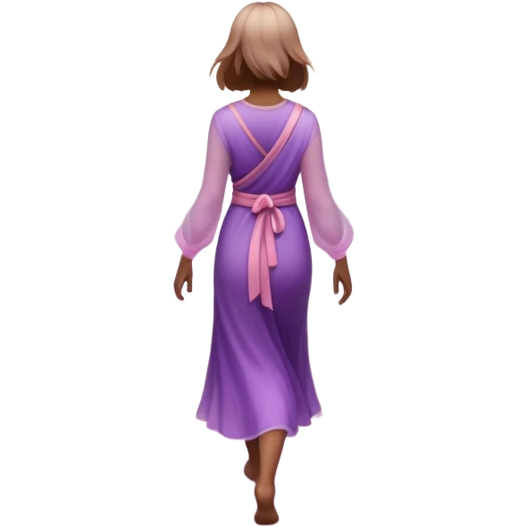 A small figure walks back across a foggy bridge, holding soft pink and purple orbs in each hand—symbolizing compassion and forgiveness. A gentle heart aura trails behind them, showing healing in motion. emoji