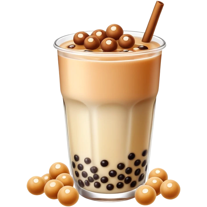 Chinese brown sugar milk tea with boba pearls emoji