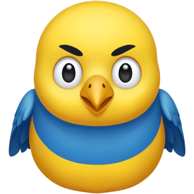 Pappagallo giallo e blu con il giallo sul petto le ali e la coda blu e la fronte poco poco verde emoji