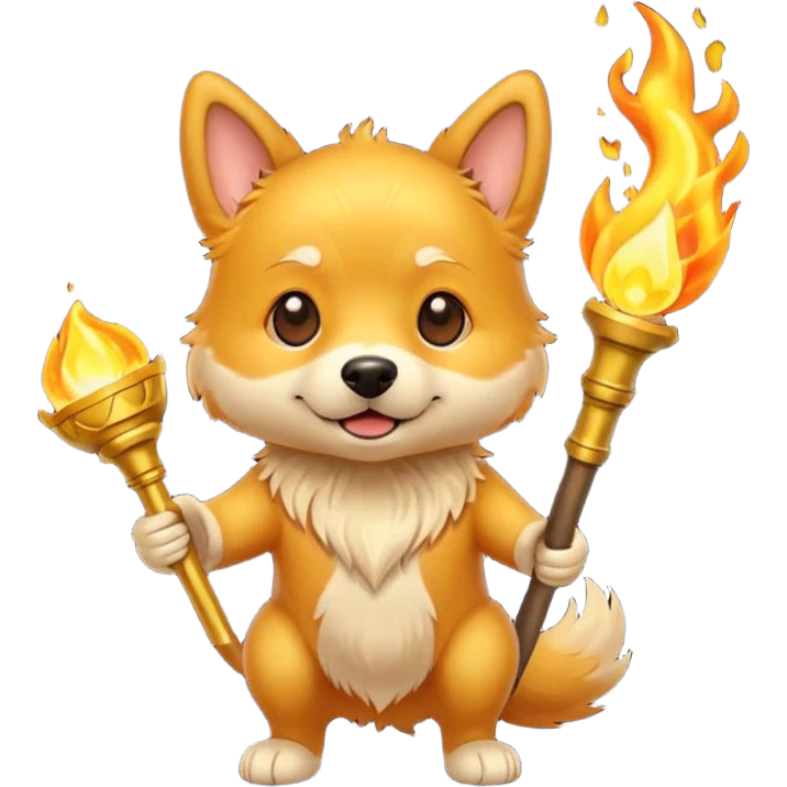 An dog holding torch emoji