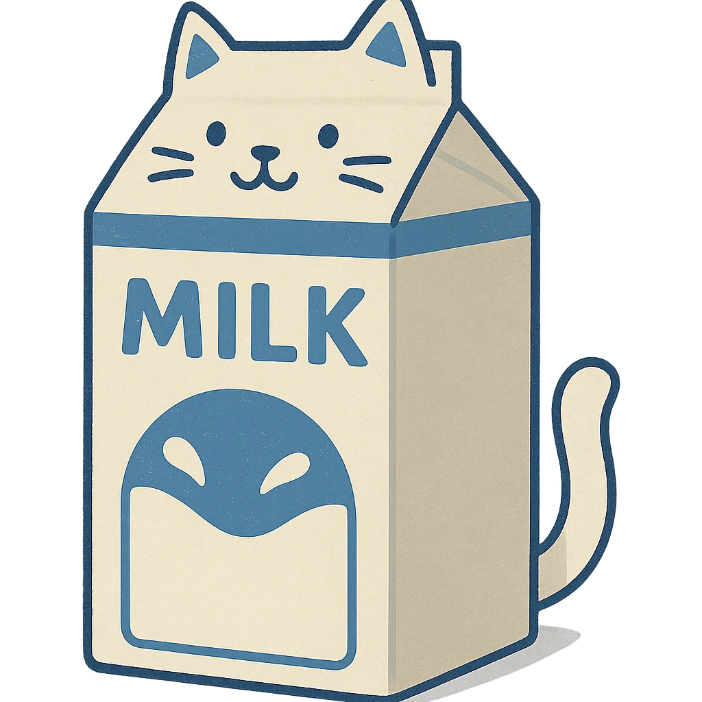 a milk carton shaped like a cat emoji