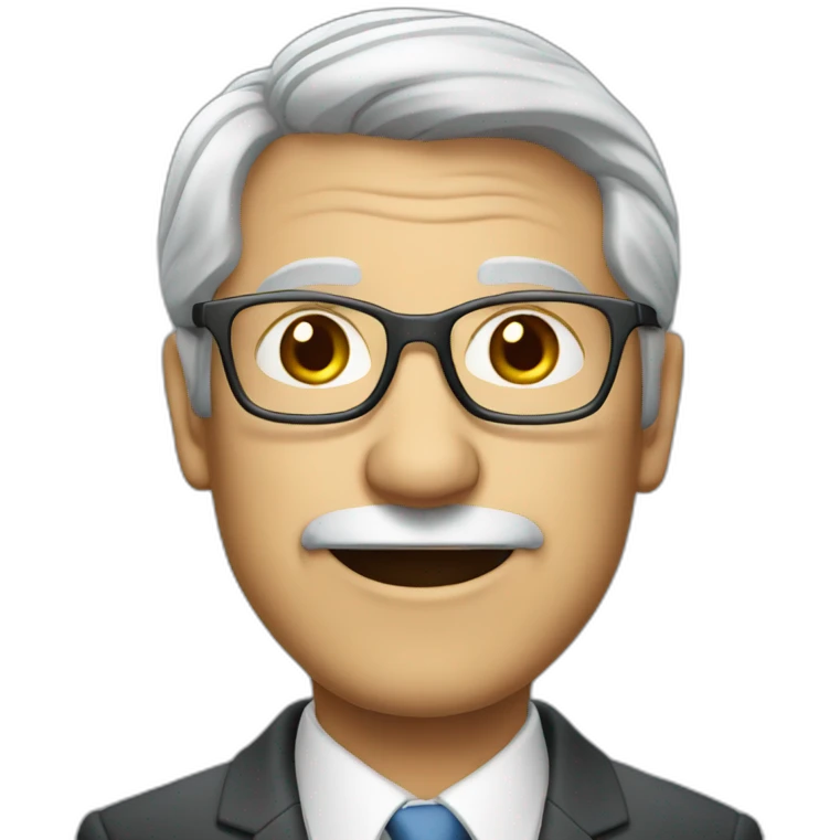 older grey haired man with glasses in business suit emoji