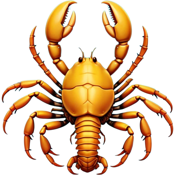 Cinematic Comical Emperor Scorpion Portrait Emoji, Head tilted dramatically with an exaggeratedly amused expression, featuring a striking, glossy exoskeleton with boldly defined pincers and wide, expressive eyes filled with playful disbelief, Simplified yet hilariously expressive features, highly detailed, glowing with a slightly sassy glow, high shine, dramatic yet playful, stylized with an air of cheeky desert mischief, soft glowing outline, capturing the essence of a spirited and over-the-top scorpion that feels like it could snap its pincers into internet fame instantly! emoji