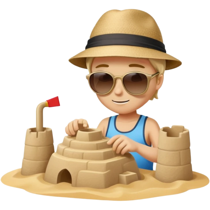 person building a sandcastle on the beach emoji