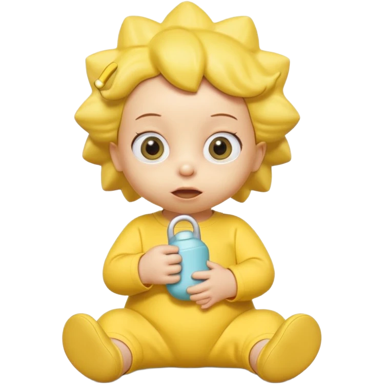 A 3D cartoon baby character entirely yellow, styled like Maggie Simpson, with pacifier, yellow onesie, big eyes, smooth shading, Memoji-style rendering, consistent with other yellow Simpsons characters. emoji
