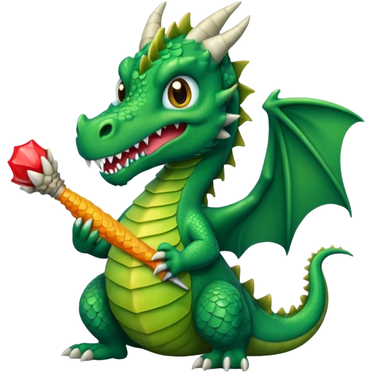 A dragon holding a tonsil stone emoji