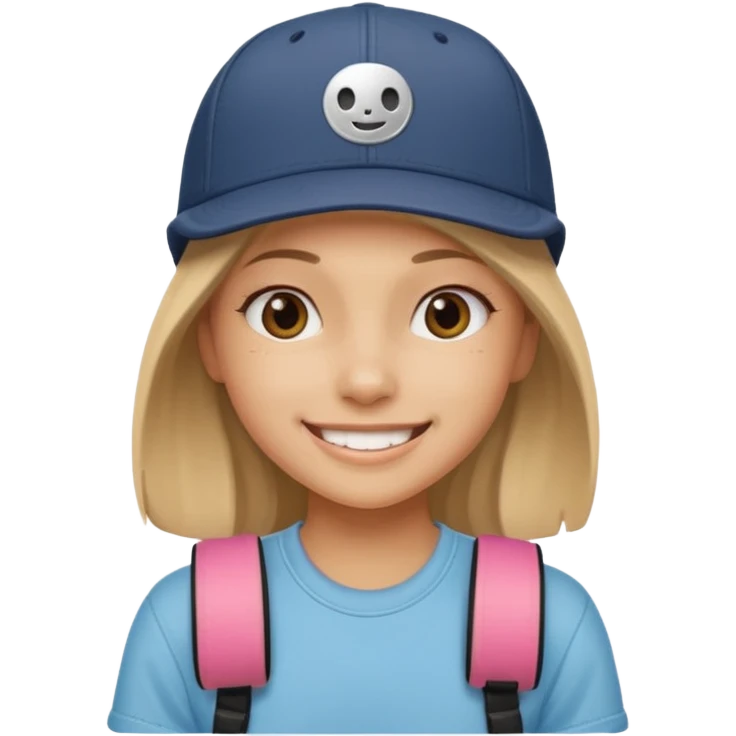 skateboarder girl mugshot with cap emoji
