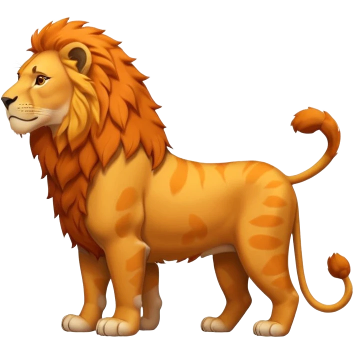 FULL BODY panthera leo male style wild, full flat  cute side profile design in 3d soft l centered composition cartoon style128x128 pixels emoji