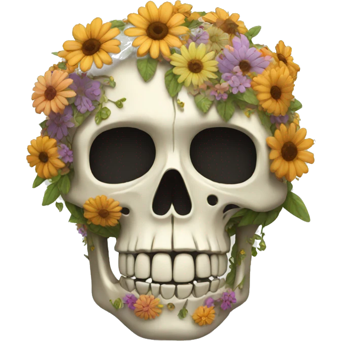 Skeleton made of flowers emoji