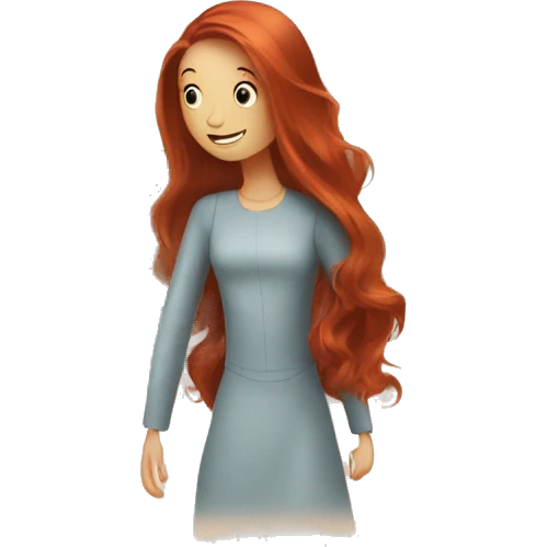 A robot vacuum and a long haired redhead lady being best friends emoji