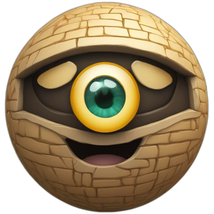 3d sphere with a cartoon Hoglin skin texture with Eye of Horus emoji