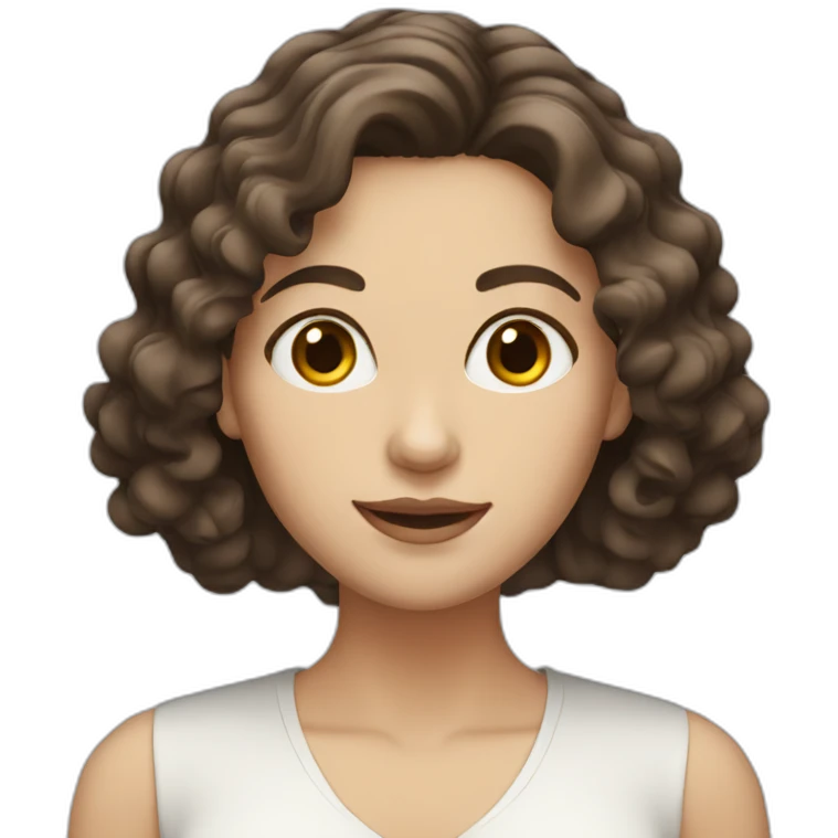 white woman with wavy dark brown hair emoji