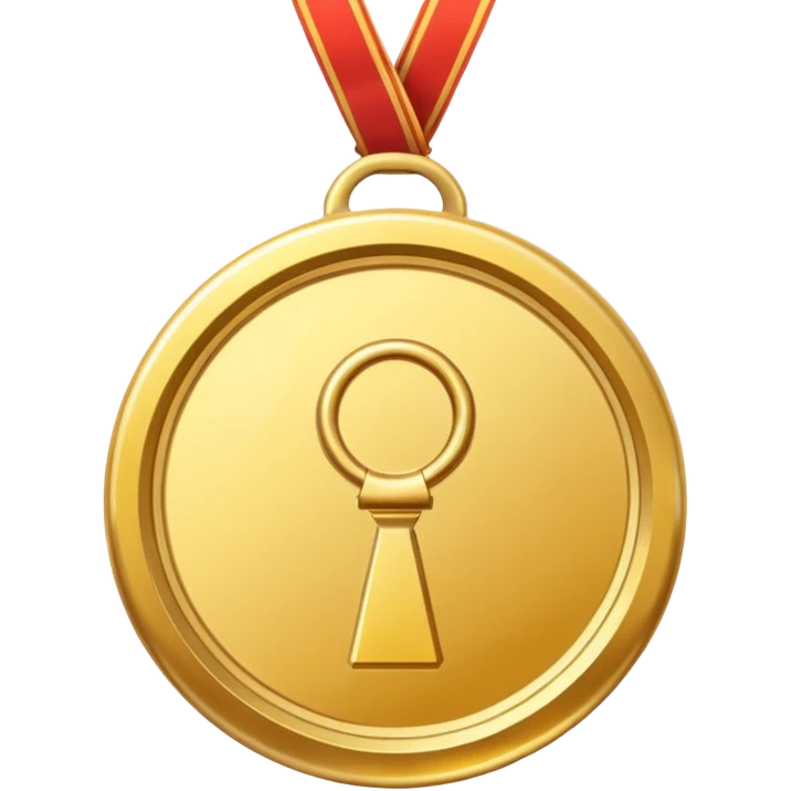 JUST THE CIRCLE  golden medal with a glossy finish, central clean,  emoji