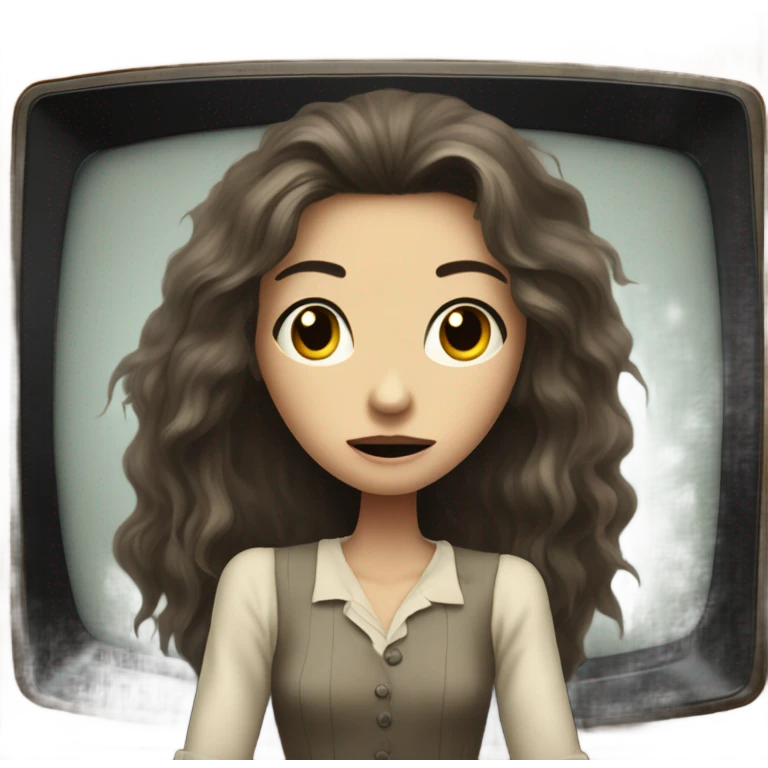 a creepy woman coming out the tv emoji