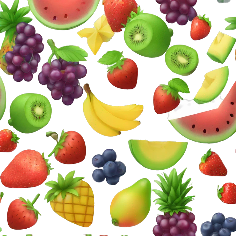fruit basket with cherry strawberry pineapple blueberry mango grape kiwi & watermelon  emoji