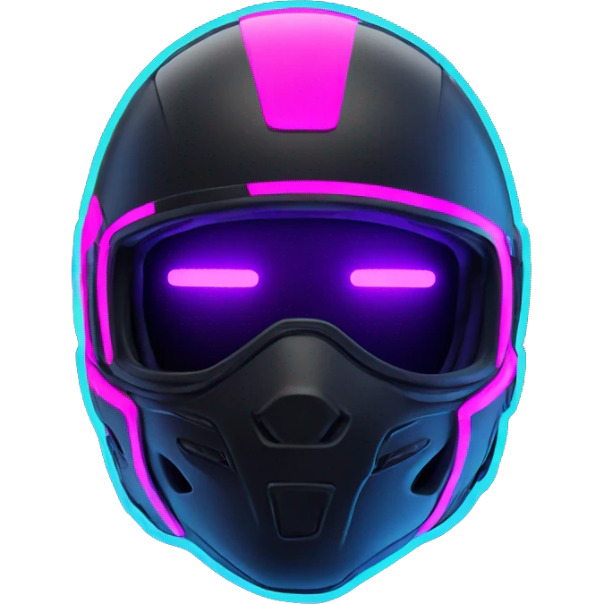 Motorcycle helmet in neon style emoji