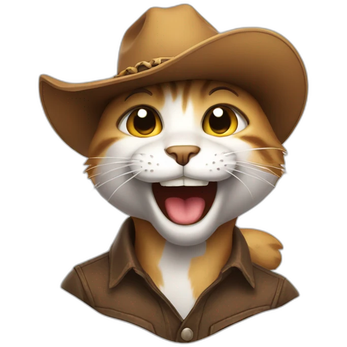 Laughing cat in cowboy hat emoji