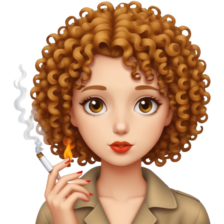 curly girl with cigarette emoji