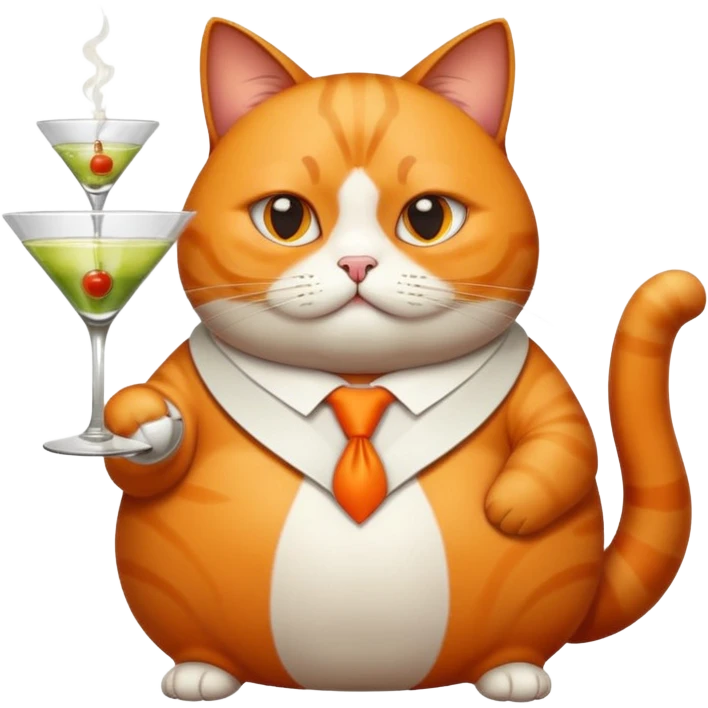 Fat cat with martini and a joint emoji