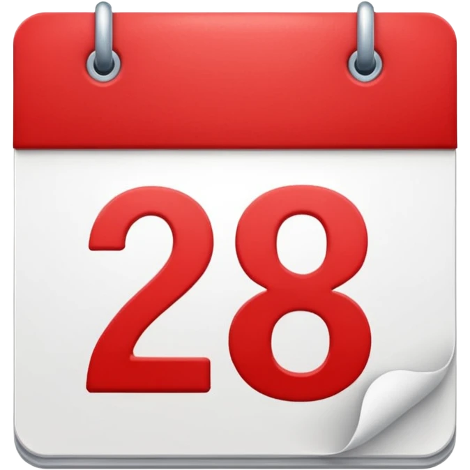 calendar with number 28 red top emoji