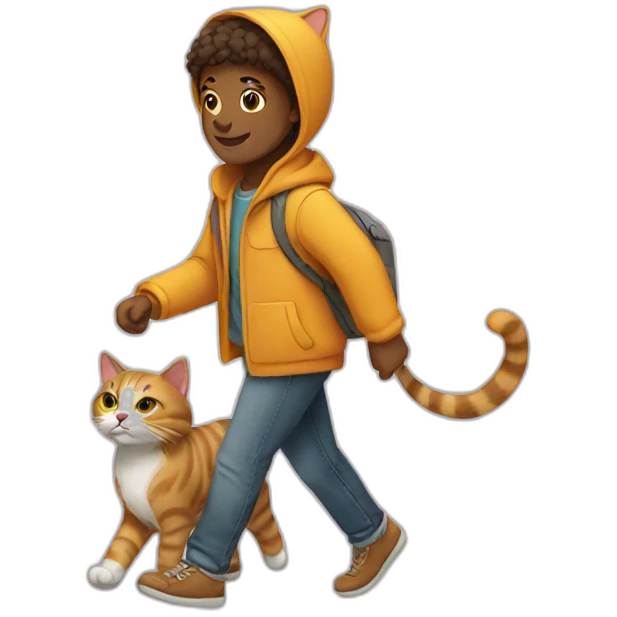 walking with cat emoji