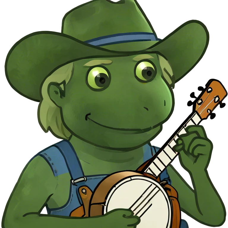 Blonde man playing banjo in New York city emoji