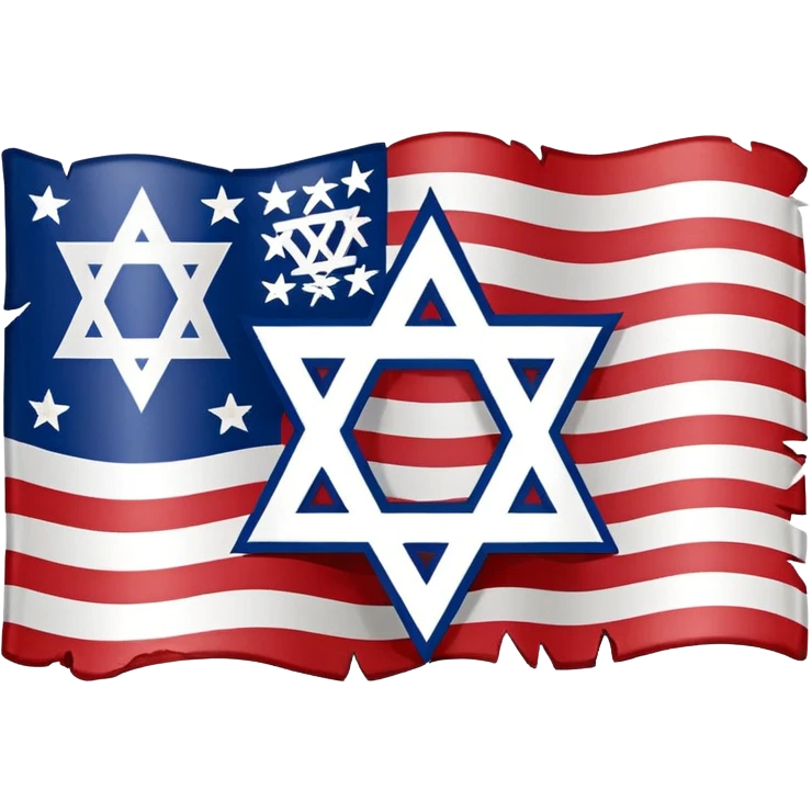 United States flag with a swastika symbol and star of david symbol on the flag emoji