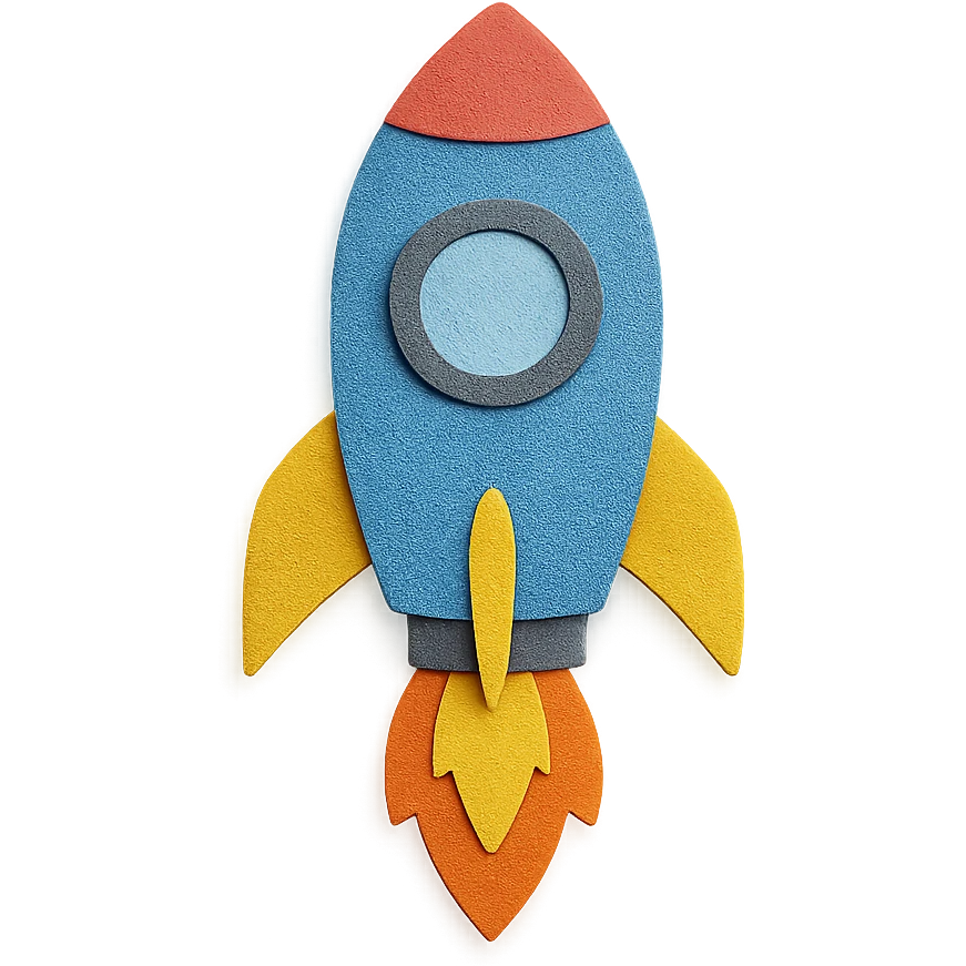 rocket ship blasting off in paper-craft style emoji